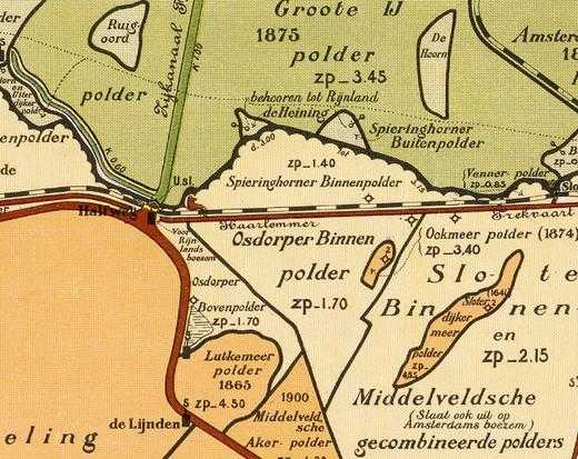 Hoekwater_polderkaart_Osdorperpolders - De Osdorperpolders op een kaart van een deel van het Hoogheemraadschap van Rijnland uit 1746